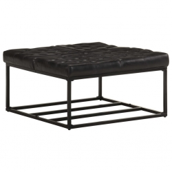 Puf, czarny, 80x80x43 cm, prawdziwa skóra