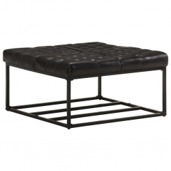 Puf, czarny, 80x80x43 cm, prawdziwa skóra