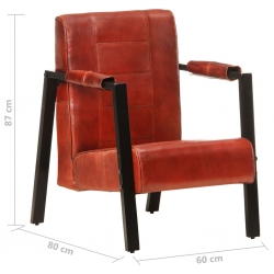 Fotel z prawdziwej, koziej skóry, 60x80x87 cm, ciemnobrązowy