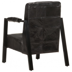 Fotel z prawdziwej, koziej skóry, 60x80x87 cm, czarny