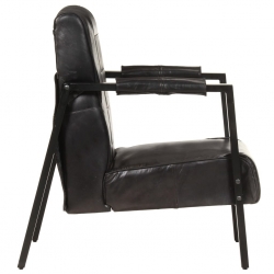Fotel z prawdziwej, koziej skóry, 60x80x87 cm, czarny