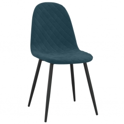 Krzesła stołowe, 4 szt., niebieskie, obite aksamitem