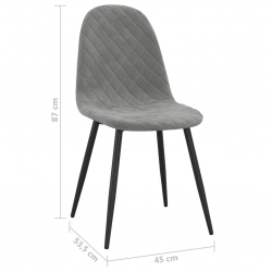 Krzesła stołowe, 4 szt., jasnoszare, obite aksamitem