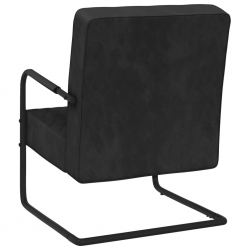 Krzesło wspornikowe, czarne, obite aksamitem