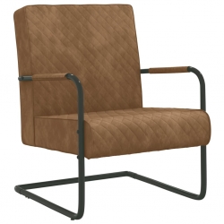 Krzesło wspornikowe, brązowe, obite aksamitem