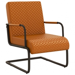 Krzesło wspornikowe, brązowe, obite sztuczną skórą