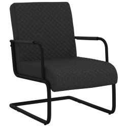 Krzesło wspornikowe, czarne, obite sztuczną skórą