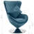 Fotel obrotowy jajo z poduszką, niebieski, aksamitny