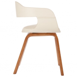 Krzesło stołowe, białe, gięte drewno i sztuczna skóra