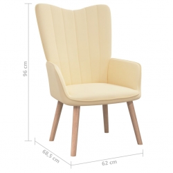 Fotel, kremowy, tapicerowany aksamitem