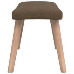 Fotel z podnóżkiem, brązowy, obity tkaniną