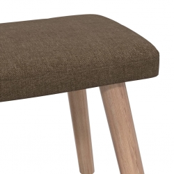 Fotel z podnóżkiem, brązowy, obity tkaniną