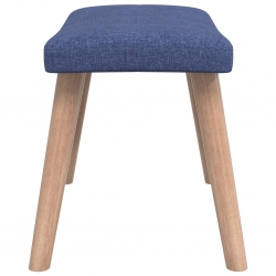 Fotel z podnóżkiem, niebieski, obity tkaniną