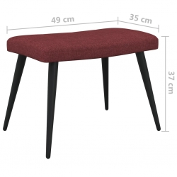 Fotel z podnóżkiem, winna czerwień, obity tkaniną