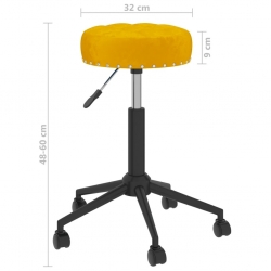 Taborety obrotowe, 2 szt., musztardowe, obite aksamitem