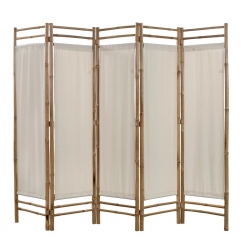 5-panelowy składany parawan z bambusowa i płótna, 200 cm