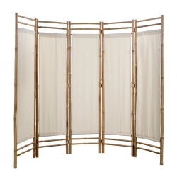 5-panelowy składany parawan z bambusowa i płótna, 200 cm