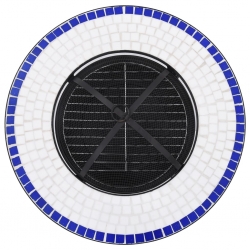 Mozaikowe palenisko ze stolikiem, niebiesko-białe, 68 cm