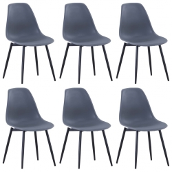 Krzesła stołowe, 6 sztuk, szare, PP