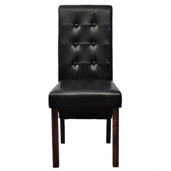 Krzesła stołowe, 2 szt., czarne, sztuczna skóra