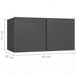 Szafki wiszące pod TV, szare, 60x30x30 cm