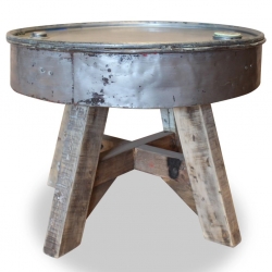Stolik kawowy, lite drewno z odzysku, 60 x 45 cm, srebrny