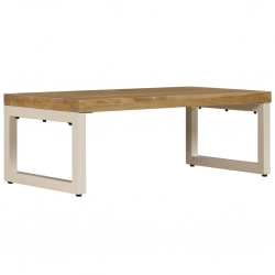 Stolik kawowy, 100x50x35 cm, lite drewno mango i stal
