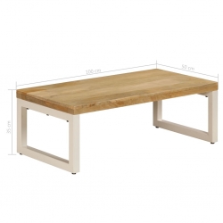Stolik kawowy, 100x50x35 cm, lite drewno mango i stal