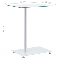 Stolik w kształcie U 45x30x58 cm, przezroczyste hartowane szkło