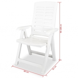 Krzesła ogrodowe rozkładane, 4 szt., plastikowe, białe