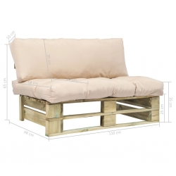 Sofa ogrodowa z palet z piaskowymi poduszkami, drewno