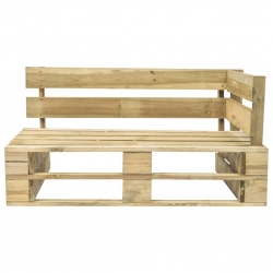 Sofa ogrodowa z palet z szarymi poduszkami, sosnowe drewno