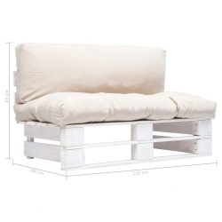Sofa ogrodowa z palet z piaskowymi poduszkami, sosna