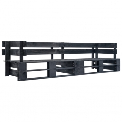 2-osobowa sofa ogrodowa z palet, czarna, drewno
