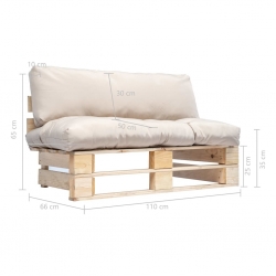 Sofa ogrodowa z palet z piaskowymi poduszkami, sosna