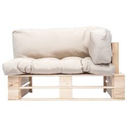 Sofa ogrodowa z palet z piaskowymi poduszkami, sosna