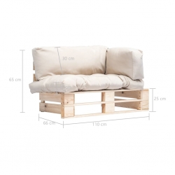 Sofa ogrodowa z palet z piaskowymi poduszkami, sosna