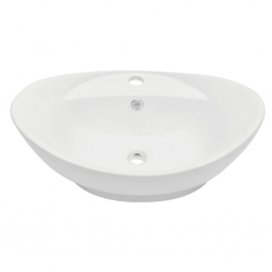 Dwuczęściowy zestaw mebli do łazienki, ceramiczny, dębowy