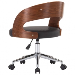 Obrotowe krzesło stołowe, czarne, gięte drewno i sztuczna skóra