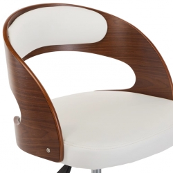 Obrotowe krzesło stołowe, białe, gięte drewno i sztuczna skóra