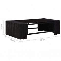 5-cz. zestaw wypoczynkowy do ogrodu, rattan PE, czarny