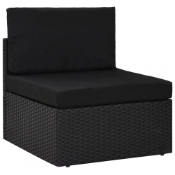 7-częściowy zestaw wypoczynkowy do ogrodu, rattan PE, czarny