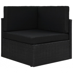7-częściowy zestaw wypoczynkowy do ogrodu, rattan PE, czarny