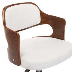 Krzesła obrotowe, 2 szt., białe, gięte drewno i sztuczna skóra