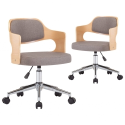 Obrotowe krzesła stołowe, 2 szt., taupe, gięte drewno i tkanina