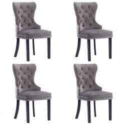 Krzesła stołowe, 4 szt., szare, aksamitne