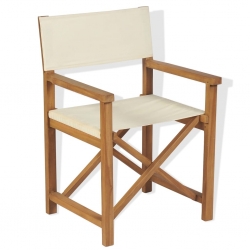 Składane krzesła reżyserskie, 2 szt., lite drewno tekowe