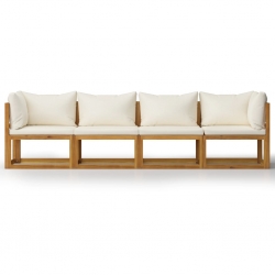 4-osobowa sofa ogrodowa z kremowymi poduszkami, drewno akacjowe