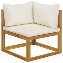 4-osobowa sofa ogrodowa z kremowymi poduszkami, drewno akacjowe