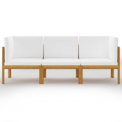 3-osobowa sofa ogrodowa z poduszkami, lite drewno akacjowe